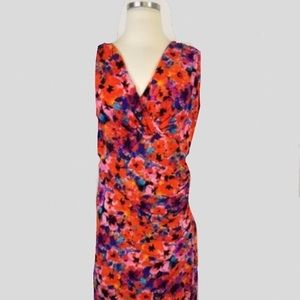 Evan Picone Orange Multi Color Stretch Dress